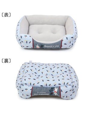 PET PARADISE リサとガスパール接触冷感 四角 クールカドラーベッド《水色》（57×45cm） 水色