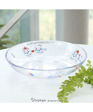 しろたん ガラスプレート 《マリン柄》径21.7cm お皿 皿 丸皿 食器