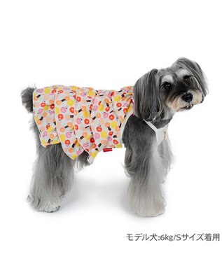PET PARADISE リサとガスパール エコメイド ワンピース《花柄》 小型犬 ホワイト×オレンジ