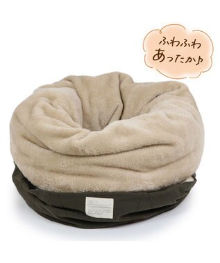PET PARADISE ペットパラダイス 遠赤外線 寝袋  筒型《オニオン柄》 L カーキ