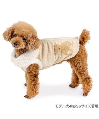 PET PARADISE ペットパラダイス くまちゃん 背開き ジップアップ ベスト 小型 ベージュ