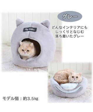 PET PARADISE 【注文商品】愛猫のお名前刺繍入り 猫 ベッド ねこハウス (38×40cm) 白~オフホワイト
