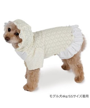 PET PARADISE ペットパラダイス ふりふり レースパーカー 小型犬 オフホワイト