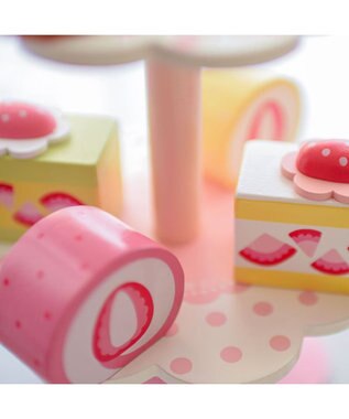 Mother garden マザーガーデン 木のおままごと  《野いちご ティーパーティーセット》プレミアムケーキセット 白～オフホワイト
