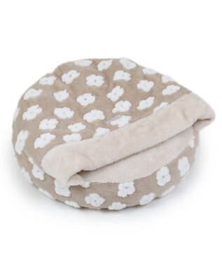 PET PARADISE ペットパラダイス  ボア寝袋 丸型《お花柄》M  径60cm 小型犬 ベージュ