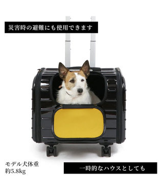 PET PARADISE キャリーバッグ キャスター付き 4輪 カート【小型犬】 ハード ブラック 黒