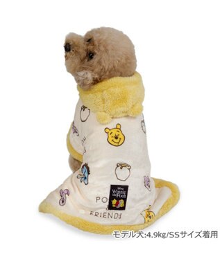 PET PARADISE ディズニー くまのプーさん 着る毛布 小型犬 ホワイト×イエロー