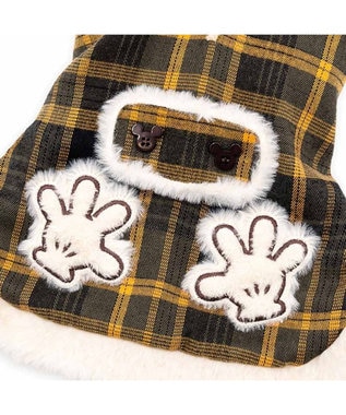 PET PARADISE ディズニー ミッキーマウス チェックコート 小型犬 カーキ×ホワイト