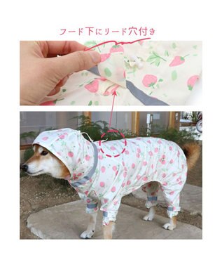 PET PARADISE ペットパラダイス 足付き レインコート 《いちご柄》中型犬 大型犬 いちご柄