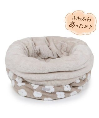 PET PARADISE ペットパラダイス ボア 寝袋 筒型《お花柄》L  中型犬 ベージュ