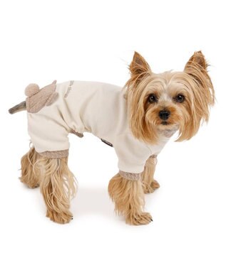 PET PARADISE ペットパラダイス くまちゃんお尻 プレミアム ペティヒート  ロンパース 小型犬 ライトベージュ