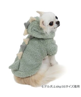 PET PARADISE ペットパラダイス 恐竜もこボアパーカー   超小型犬 小型犬 グリーン