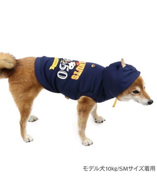PET PARADISE スヌーピー カレッジロゴ パーカー 《ネイビー》 中型犬 ネイビー