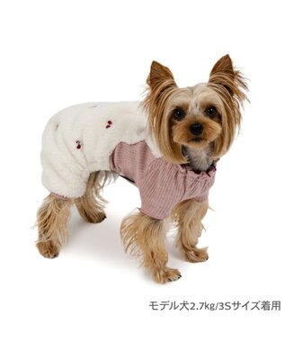 PET PARADISE ペットパラダイス パンツ つなぎ 《チェリー柄》 小型犬 ホワイト×ピンク