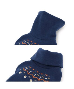 PET PARADISE ペットパラダイス ペティヒートDAN ハイネックTシャツ 《ノルディック柄》 中型犬 紺（ネイビー・インディゴ）