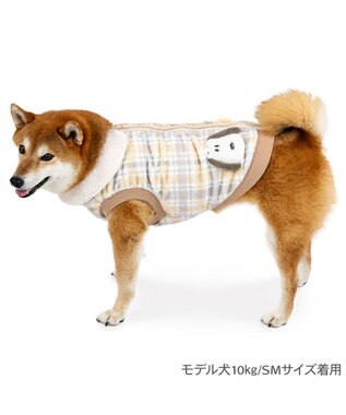 PET PARADISE スヌーピー ボア ジップベスト 《仲良し》 中型犬 ベージュ