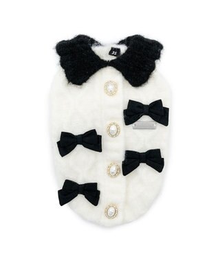 PET PARADISE cherircouture リボンニット 小型犬 ホワイト×ブラック
