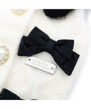PET PARADISE cherircouture リボンニット 小型犬 ホワイト×ブラック
