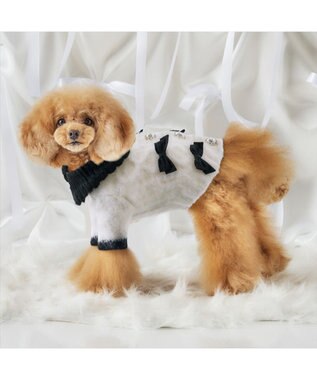 PET PARADISE cherircouture リボンニット 小型犬 ホワイト×ブラック