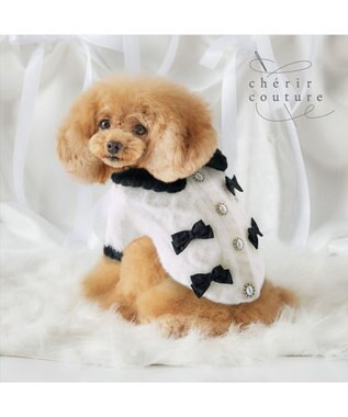PET PARADISE cherircouture リボンニット 小型犬 ホワイト×ブラック