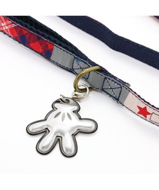 PET PARADISE ディズニー リード ミッキーパッチワーク柄 SS-S 紺（ネイビー・インディゴ）