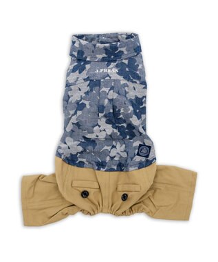 PET PARADISE J.PRESS ジャガード パンツつなぎ 小型犬 グレー×ベージュ