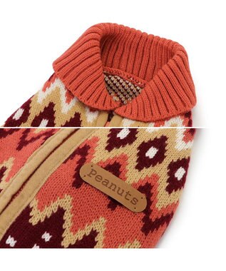 PET PARADISE スヌーピー 背中開き ニット雪遊び柄 《レッド》 小型犬 レッド