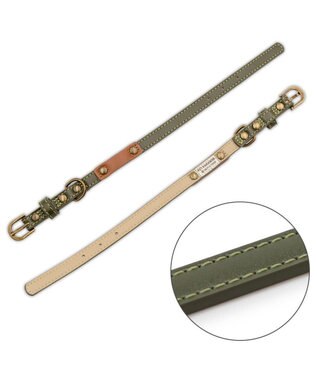 PET PARADISE ペットパラダイス 合皮 首輪 《カーキ》 小型犬 SS カーキ