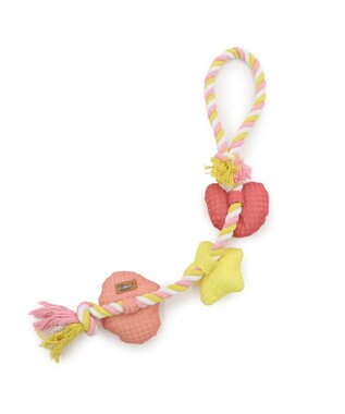 PET PARADISE スヌーピー ロング ロープ トイ ピンク×イエロー