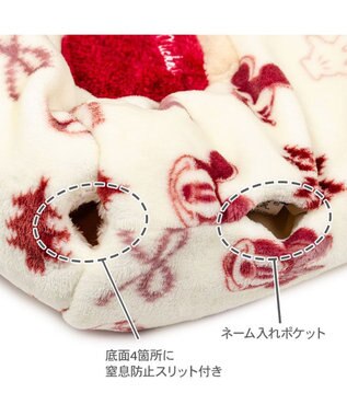 PET PARADISE ディズニー ミッキーマウス 筒型 寝袋 《ニット柄》Ｍ ホワイト×レッド