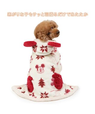PET PARADISE ディズニー ミッキーマウス 着る毛布 《ニット柄》 小型犬 ホワイト×レッド