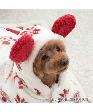 PET PARADISE ディズニー ミッキーマウス 着る毛布 《ニット柄》 小型犬 ホワイト×レッド