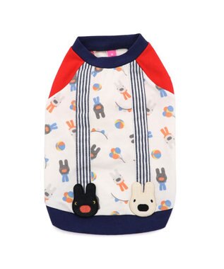 PET PARADISE リサとガスパール Ｔシャツ 《二人飛び柄》 小型犬 ホワイト×ネイビー