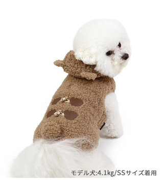 PET PARADISE ペットパラダイス くまちゃん 遠赤外線 綿入ベスト 《チェック柄》小型犬 茶