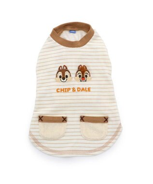 PET PARADISE ディズニー チップとデール サーモキープ お顔Tシャツ 小型犬 ホワイト×ブラウン