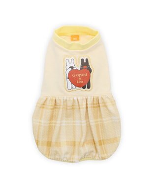 PET PARADISE リサとガスパール ぽわん Tシャツ 《チェック柄》 小型犬 イエロー