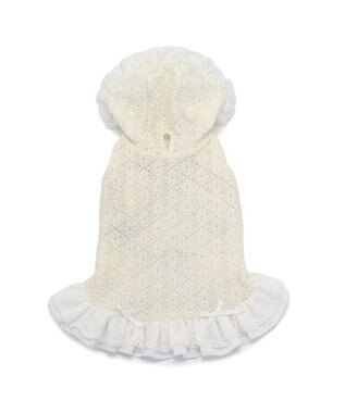 PET PARADISE ペットパラダイス ふりふり レースパーカー 小型犬 オフホワイト