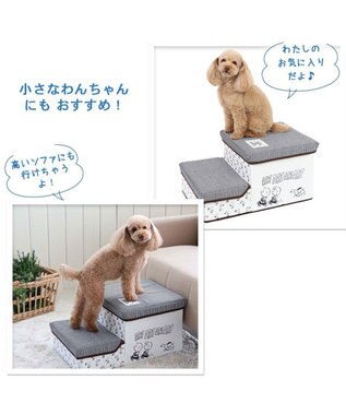 PET PARADISE ペットパラダイス スヌーピー ２段 ステップ 収納付きフレンズ柄 白~オフホワイト