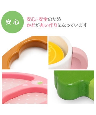 Mother garden 1.5歳からの木のおもちゃ マザーガーデン いちごのランチプレートセット ピンク(濃)
