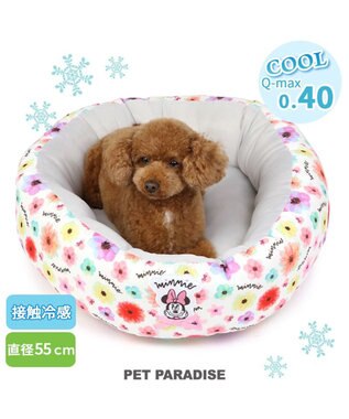 PET PARADISE ディズニー ミニーマウス 花柄 丸型  クール カドラーベッド（55cm） マルチカラー