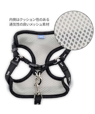 PET PARADISE Lee バンダナ ハーネス＆リード ３Ｓ グレー×ブラック