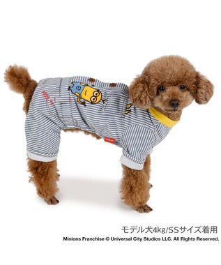 PET PARADISE ミニオン ヒッコリーつなぎ 小型犬 ネイビー×ホワイト