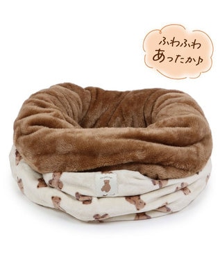 PET PARADISE ペットパラダイス くまちゃん 遠赤外線 寝袋  筒型 L (57×95cm) オフホワイト×ブラウン