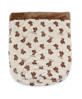 PET PARADISE ペットパラダイス くまちゃん 遠赤外線 寝袋  筒型 L (57×95cm) オフホワイト×ブラウン