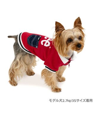 Lee フード付き犬服 赤 Lee ジップUP トレーナー 《レッド》 小型犬 / PET PARADISE