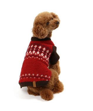  ペットパラダイス ニット ノルディク柄  《レッド》 小型犬