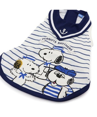 PET PARADISE スヌーピー 接触冷感 タンクトップ 《兄弟 マリン柄》 中型犬 大型犬 ホワイト×ネイビー