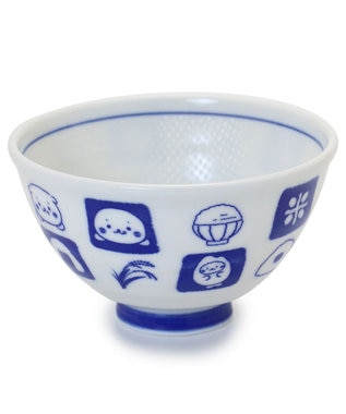 Mother garden しろたん ごはん粒がくっつきにくい ご飯茶碗 《大盛》 《顔ぼん柄/しろたん&らっこいぬ柄》 単品 しろたん&らっこいぬ柄