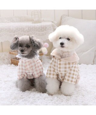 PET PARADISE ペットパラダイス チェック うさぎ スカート 小型犬 ホワイト×ピンク