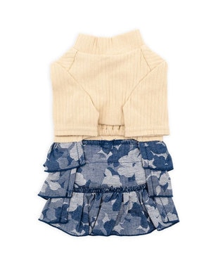 PET PARADISE J.PRESS ジャガード スカートつなぎ 小型犬 グレー×ベージュ